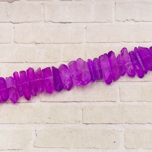 Purple Quartz Points Strand Jewelry Making Supplies - Picture 2 of 2